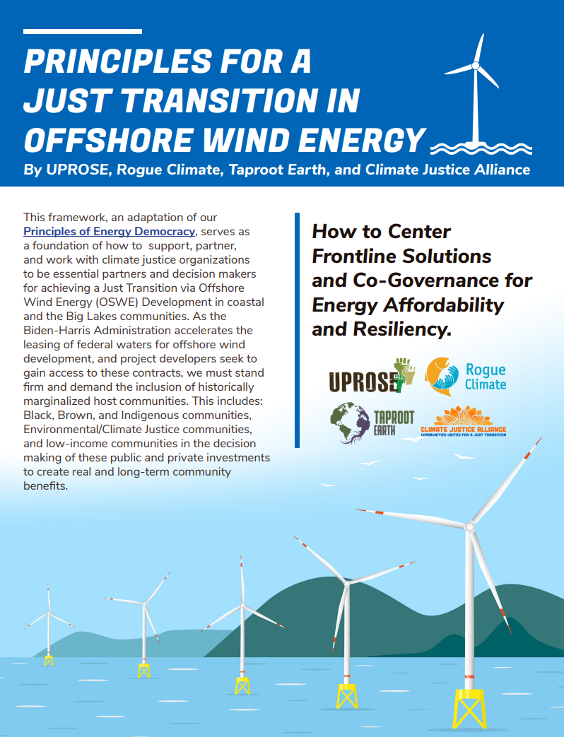 Cover of the report, Principles for a Just Transition in Offshore Wind Energy