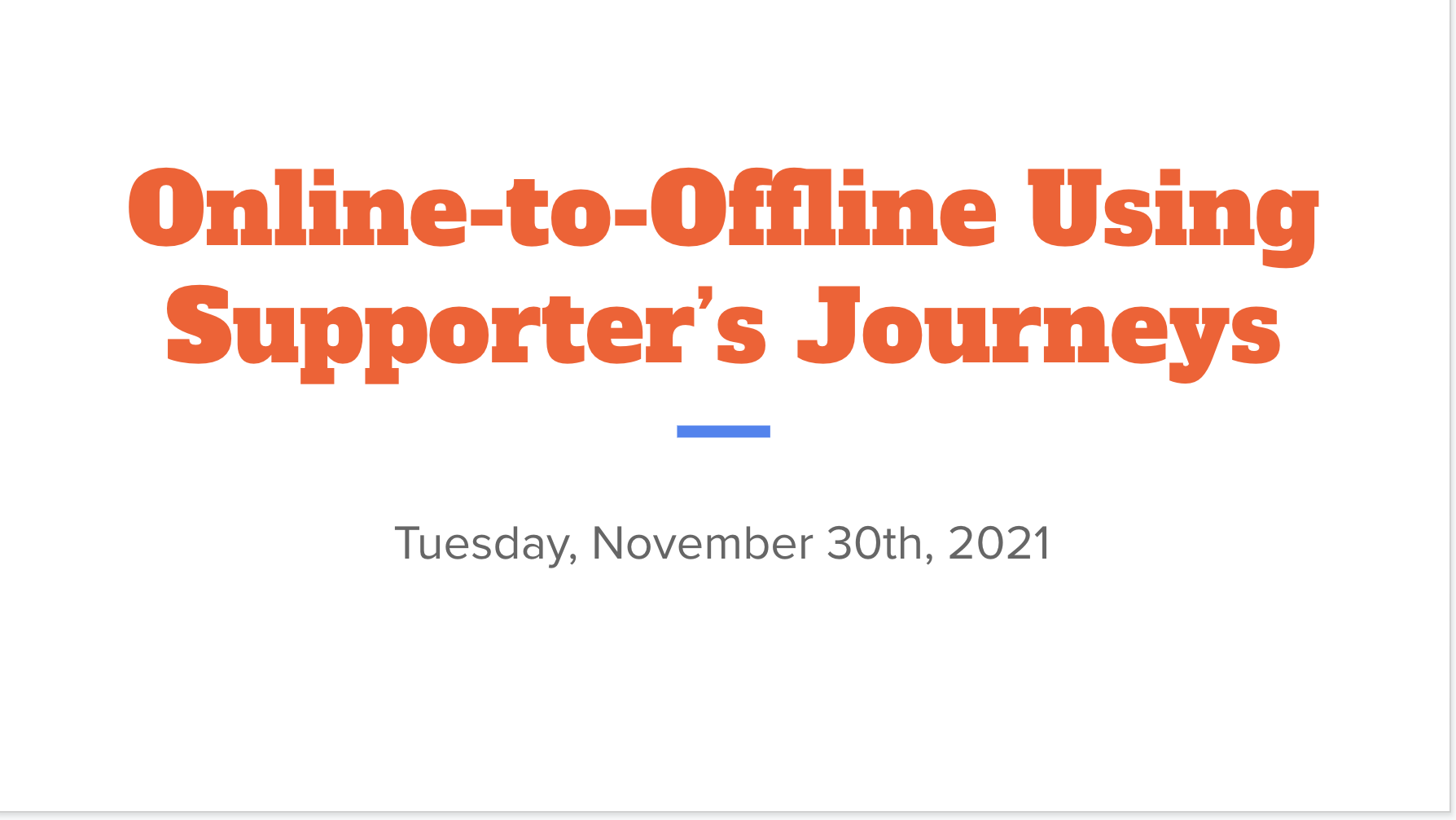 Getting Going with Online-to-Offline Organizing: The Power of a Supporter's Journey
