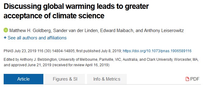 Discussing global warming leads to greater acceptance of climate science